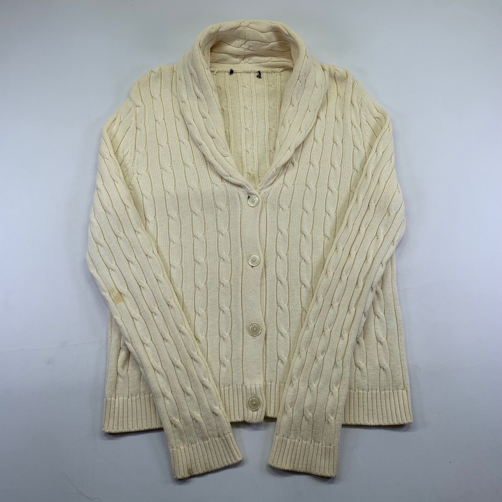 Chaps Cable Knit Shawl Collar Button Front Cardigan Sweater Size‎ L/XL? Preppy
